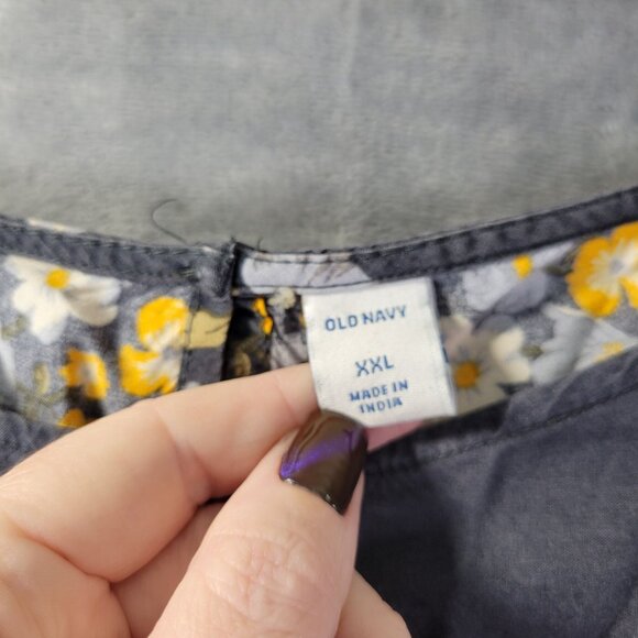 Old Navy Womens XXL Navy Floral Shift Dress 3/4 Sleeve Casual Spring Boho Vibe - Picture 2 of 8